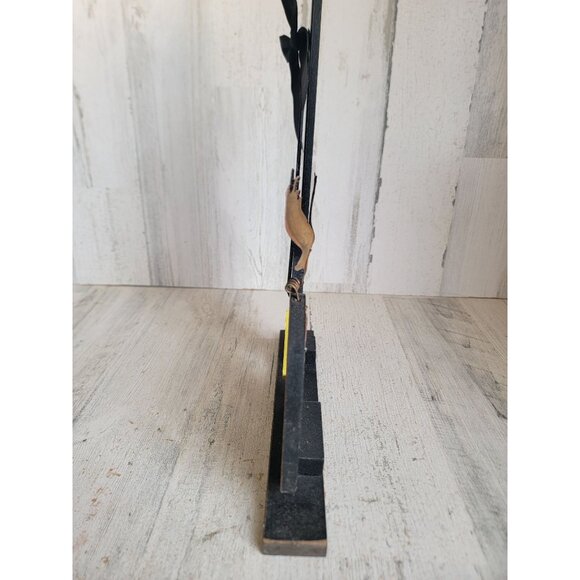 Wooden witch is out boot green striped Halloween self sitter crow - Picture 5 of 9